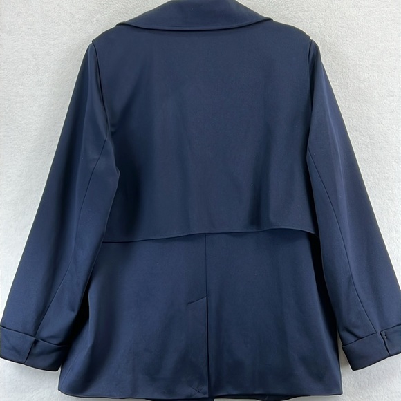 Adrianna Papell Open Front Trench Jacket Sz L Navy 100% Polyester New With Tags - Picture 7 of 13